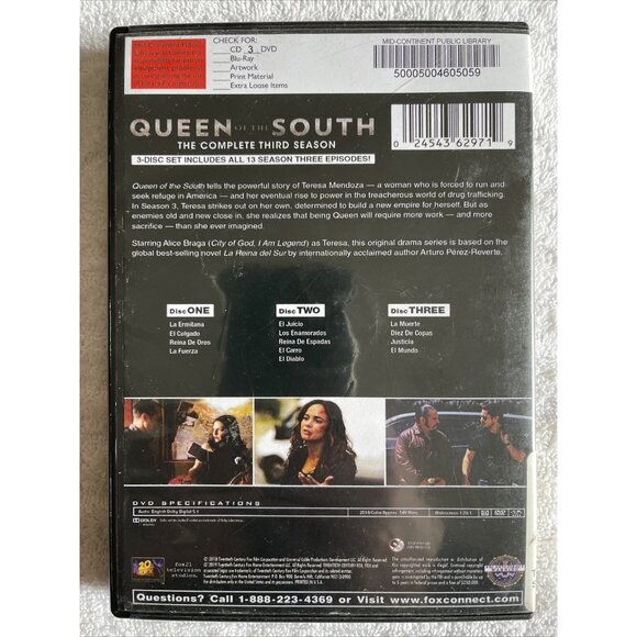 Queen Of The South The Complete Third Season 3 Disc Set DVD - Ex-Library Copy - Picture 2 of 9